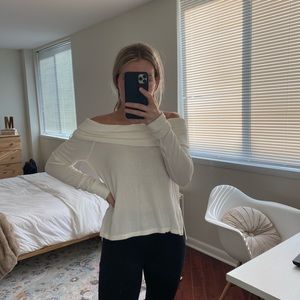 Cream off the shoulder Abercrombie sweater